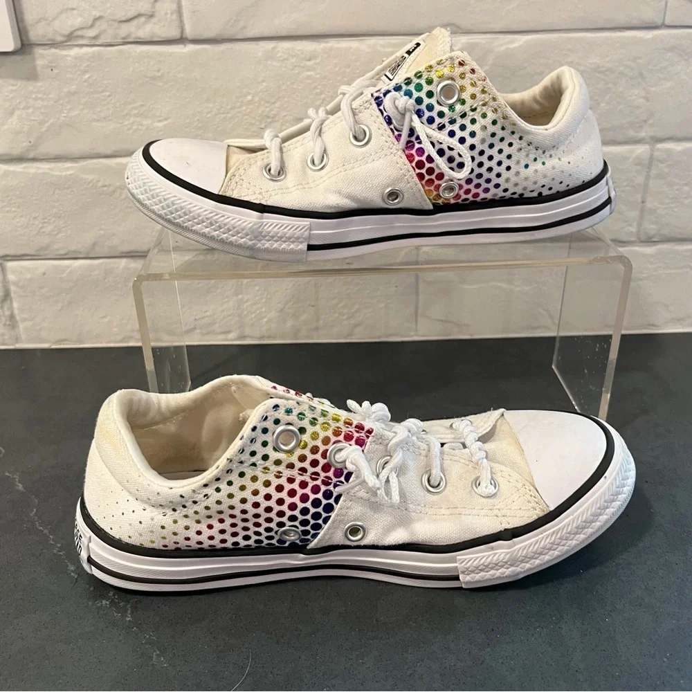 Converse All Star Y1 white rainbow glitter sneakers